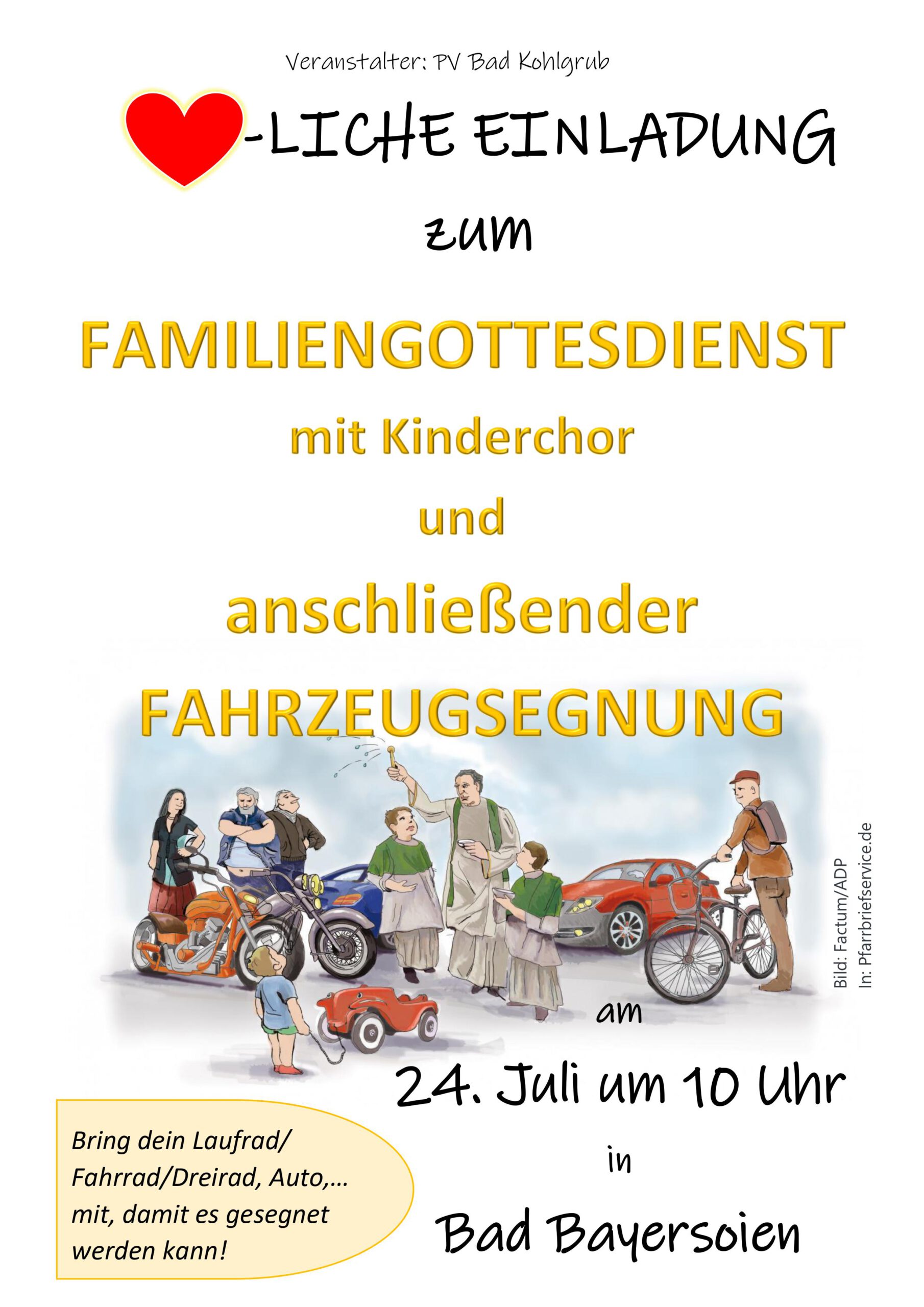 Read more about the article Familiengottesdienst mit Fahrzeugsegnung
